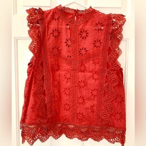 Eyelet Mock Neck Top